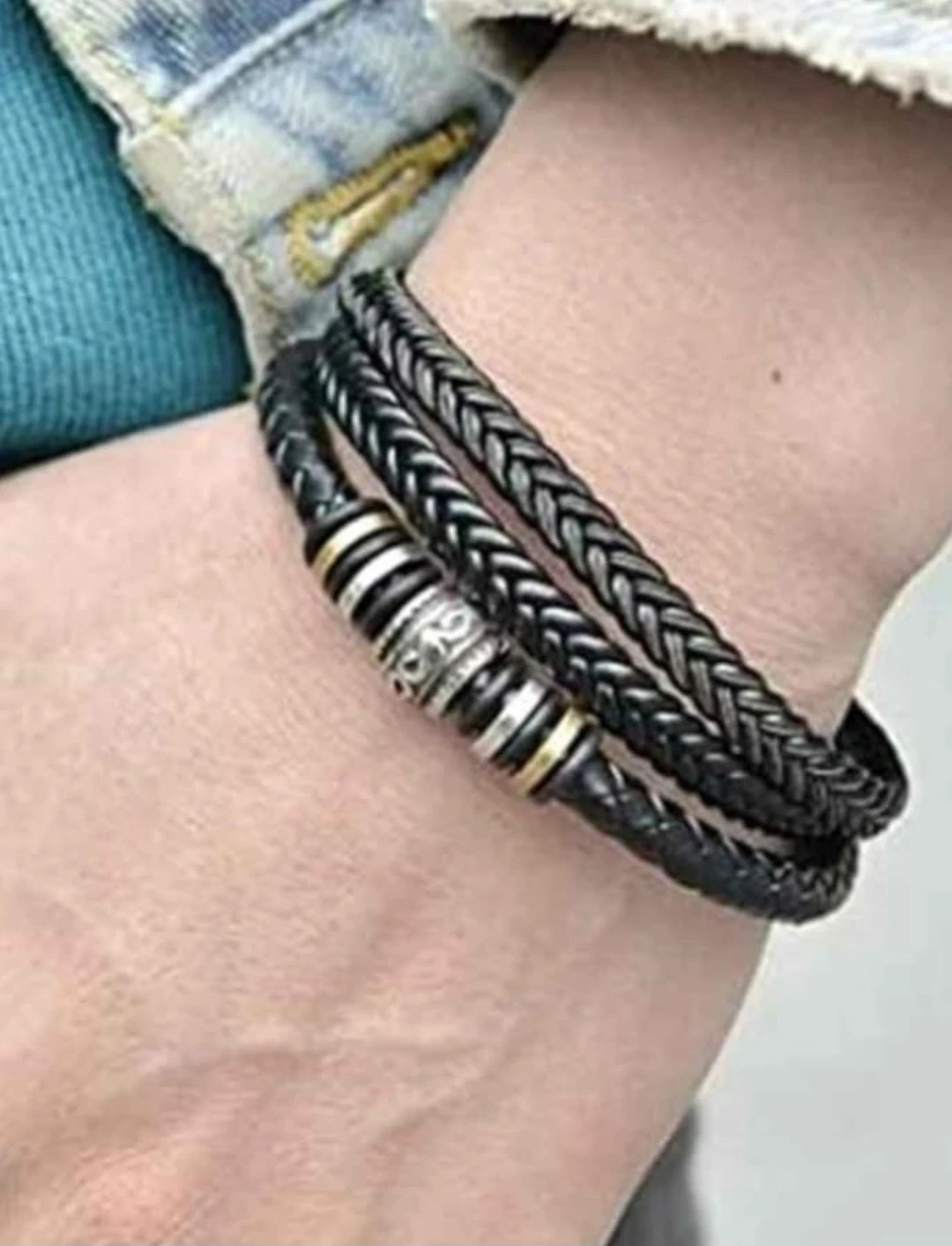 Black Braided Leather Bracelet - Love You Forever - photo 3