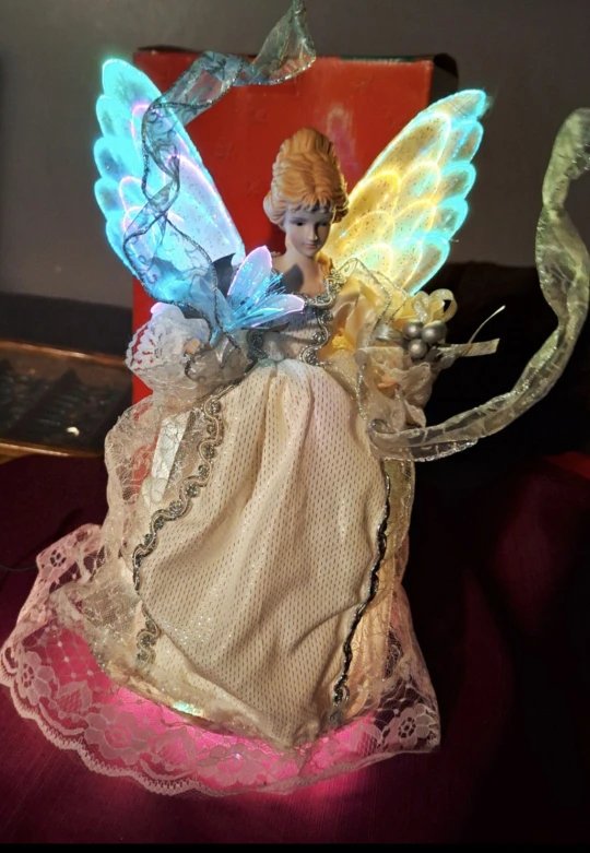 Vintage Sterling ANIMATED Fiber Optic ANGEL Tree Topper - photo 5