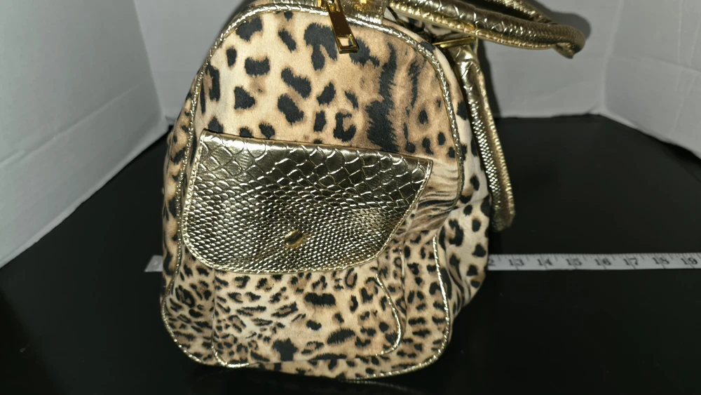 Leopard Print and Gold Trimmed Handbag - photo 3
