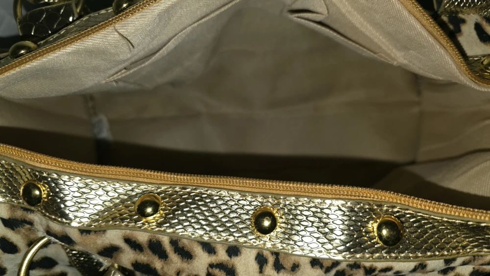 Leopard Print and Gold Trimmed Handbag - photo 4