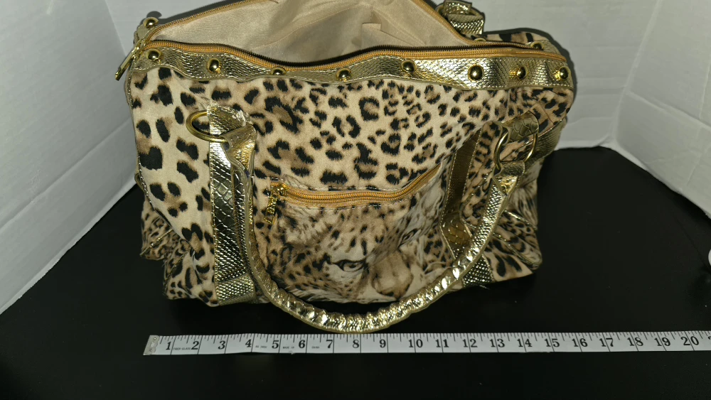 Leopard Print and Gold Trimmed Handbag - photo 5