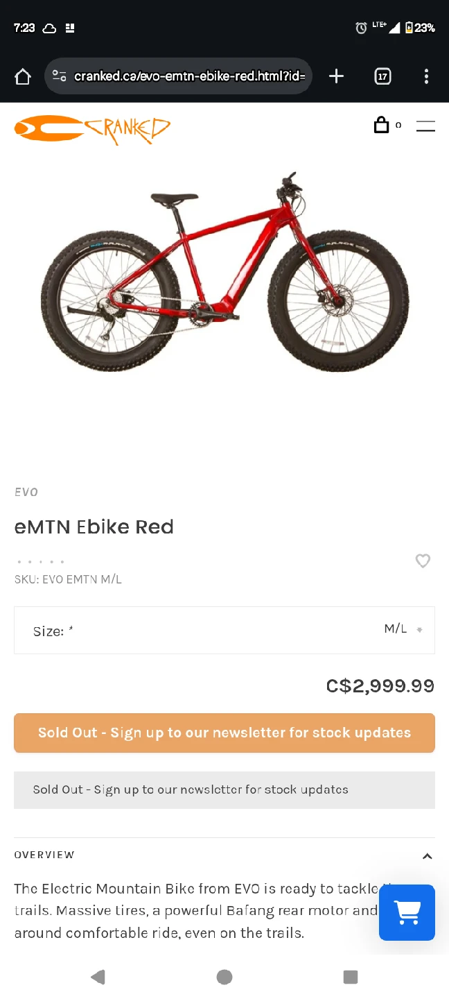 EVO EMTN Ebike Red, M/L Size - photo 3