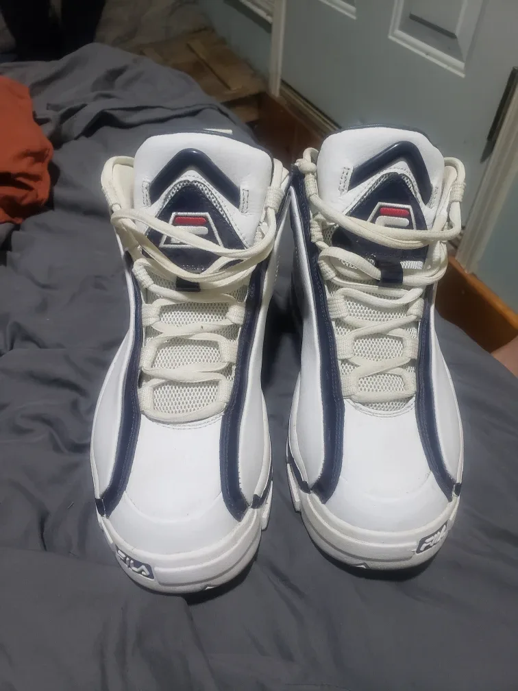 Fila White & Navy High Top Sneakers