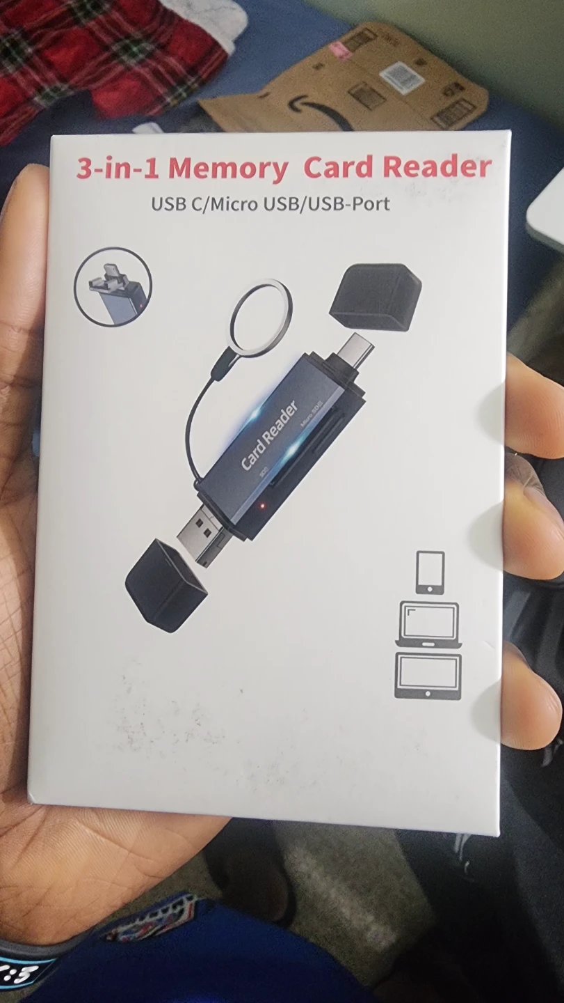Vanjia 3-in-1 Memory Card Reader - USB C/Micro USB/USB
