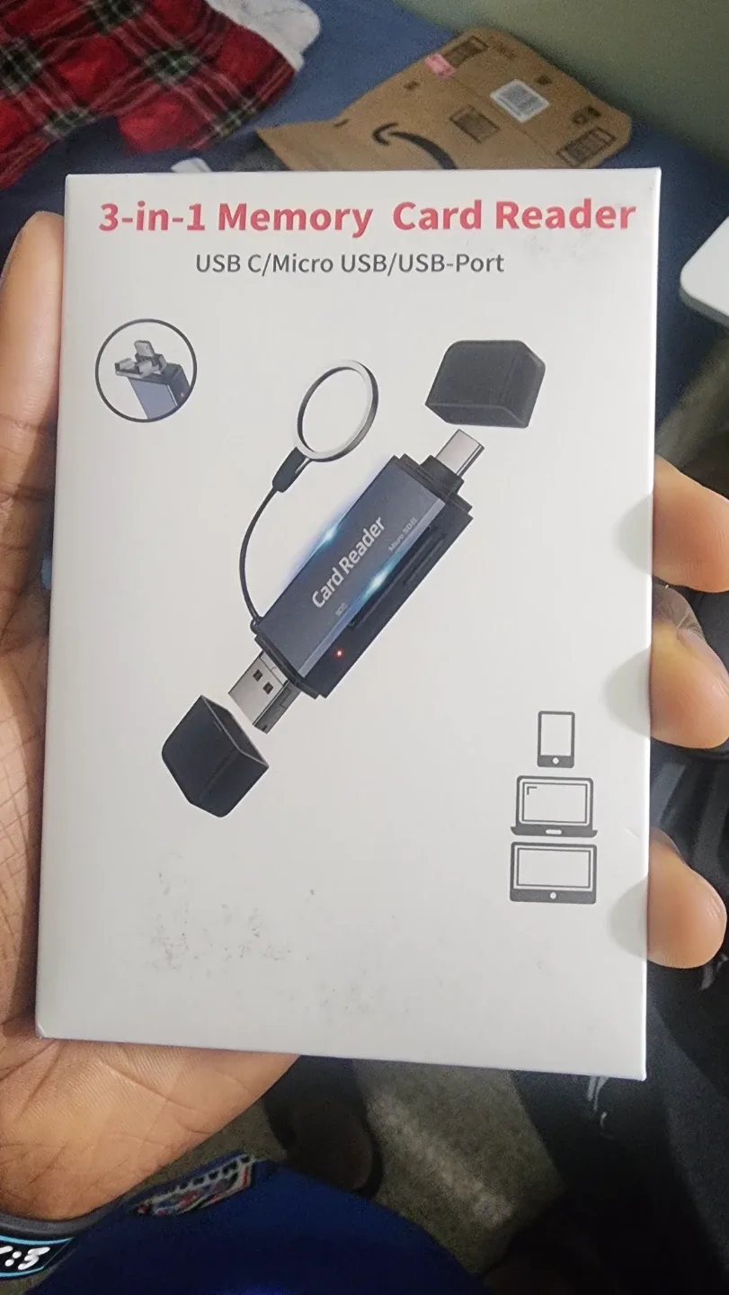 Vanjia 3-in-1 Memory Card Reader - USB C/Micro USB/USB