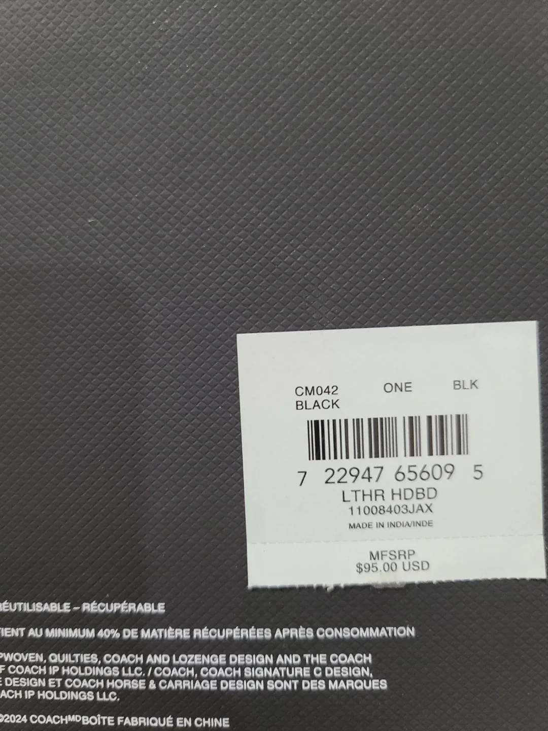 Coach Black Leather Headband - New with Box image indicator(7)