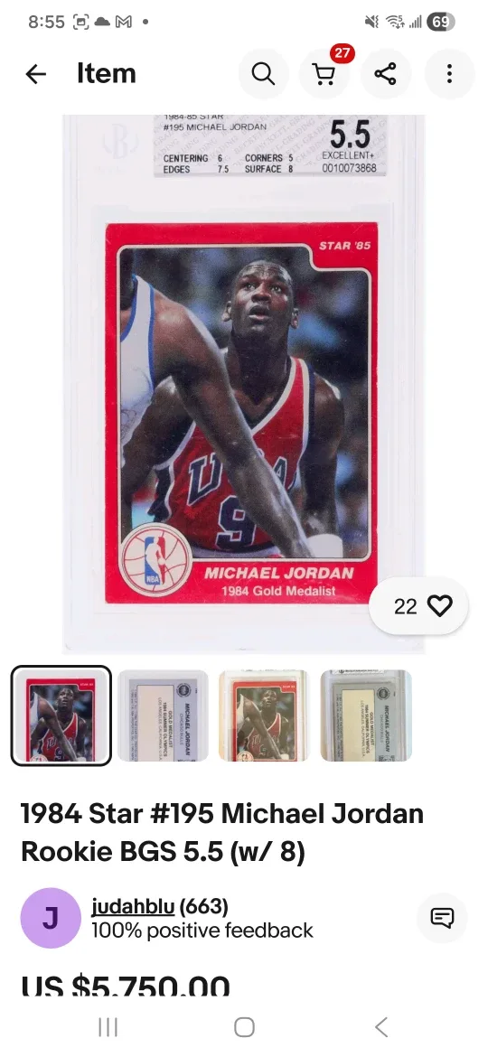 Michael Jordan 1984 Gold Medalist Autographed Card image indicator(4)