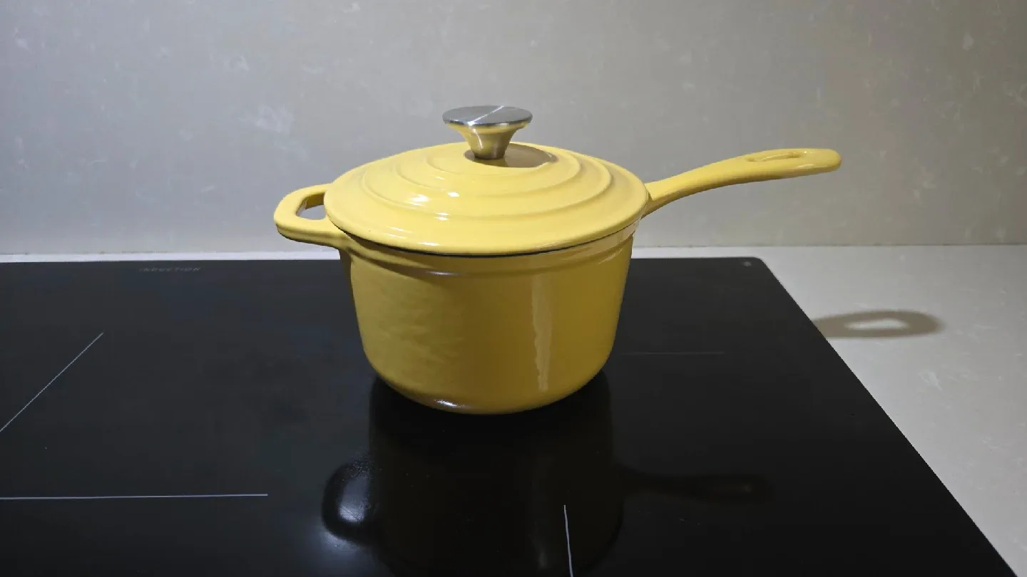 Yellow Cast iron Saucepan with Lid thumbnail