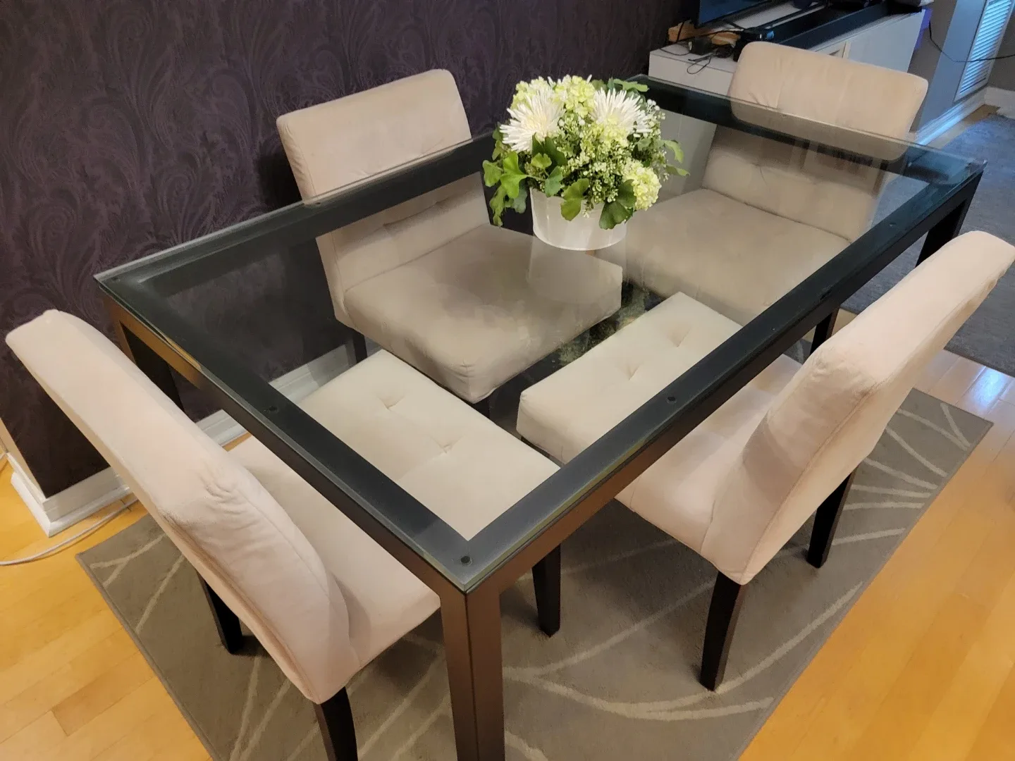 Glass Dining Table with 4 Chairs image indicator(2)