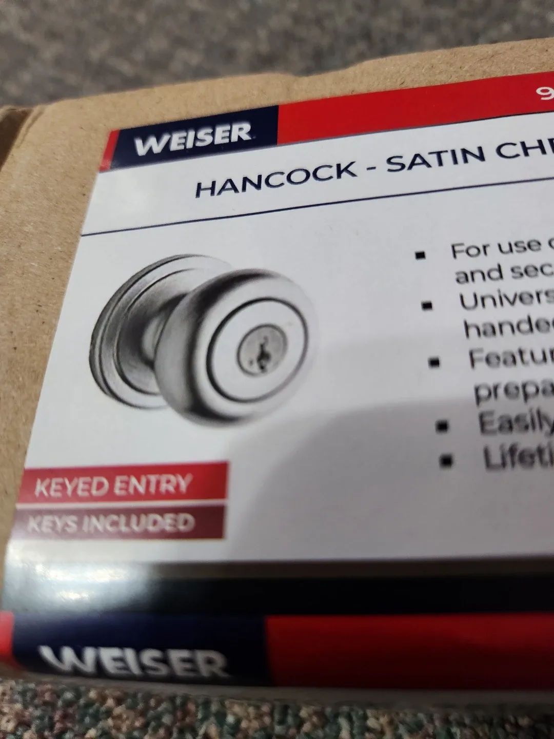 Weiser Hancock Satin Chrome Entrance Knobset image indicator(2)
