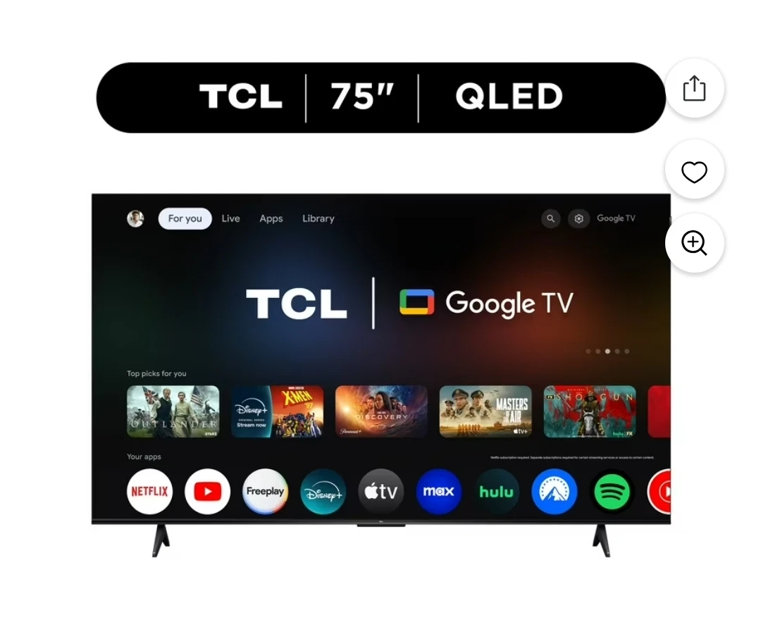 TCL 75" Q Series (NEW 2025) Google TV  HDR 10+, Auto Game Mode