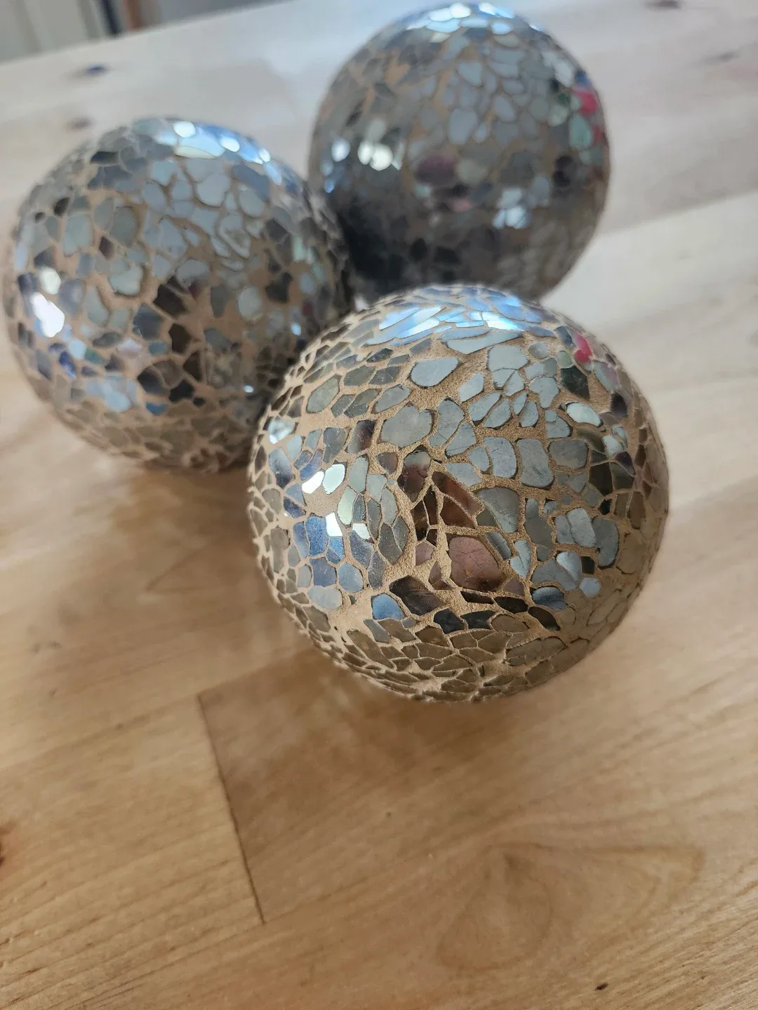 Gold Mosaic Decorative Spheres - Set of 3 thumbnail