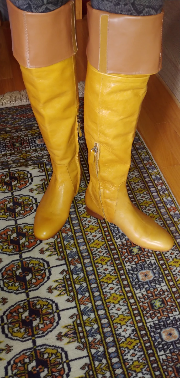 Zara Basic Collection Yellow Leather Boots - Size 37 - photo 5