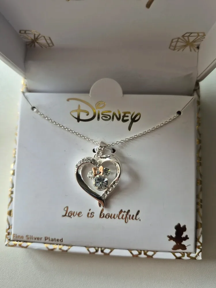 Disney Minnie Mouse Heart Necklace - Silver Plated