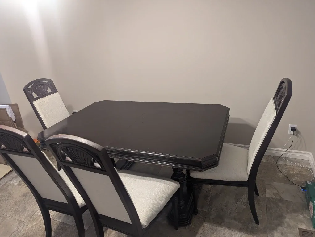 Dining Table and 4 Chairs - Dark Solid Wood