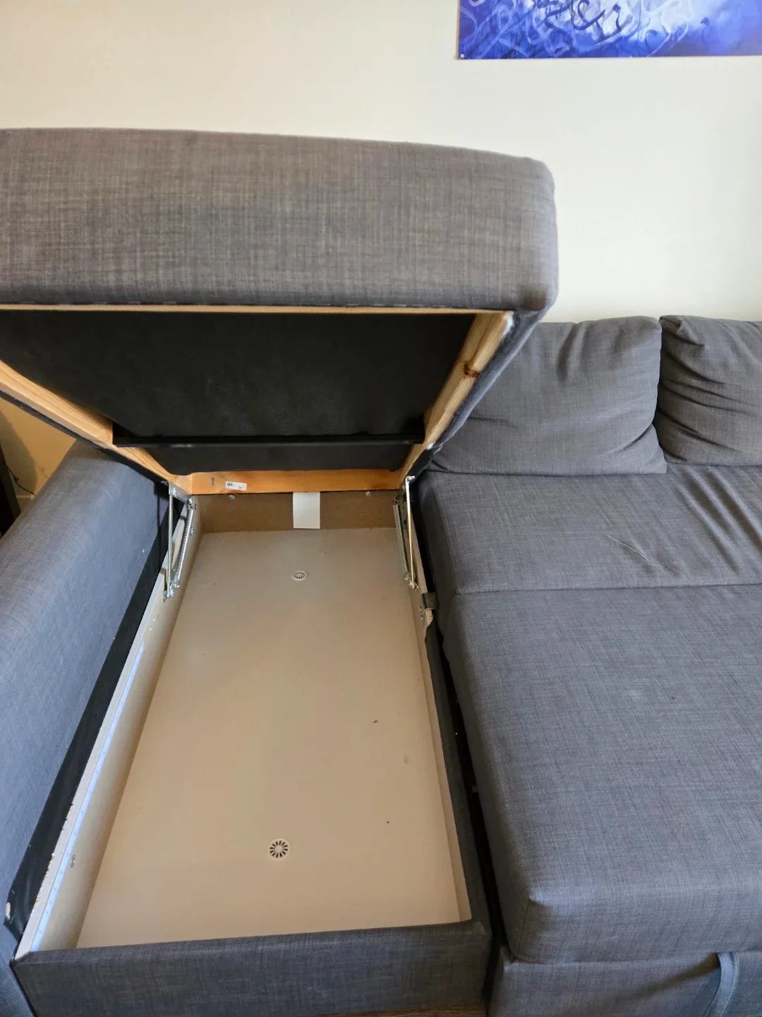 Grey Sectional Sofa turning bed with Storage image indicator(3)