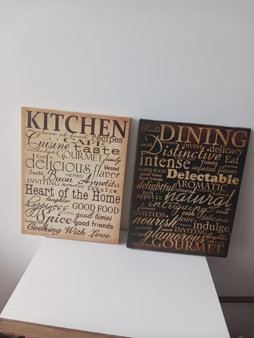Set of 2 Kitchen & Dining Word Art Wall Decor – Rustic image indicator(2)