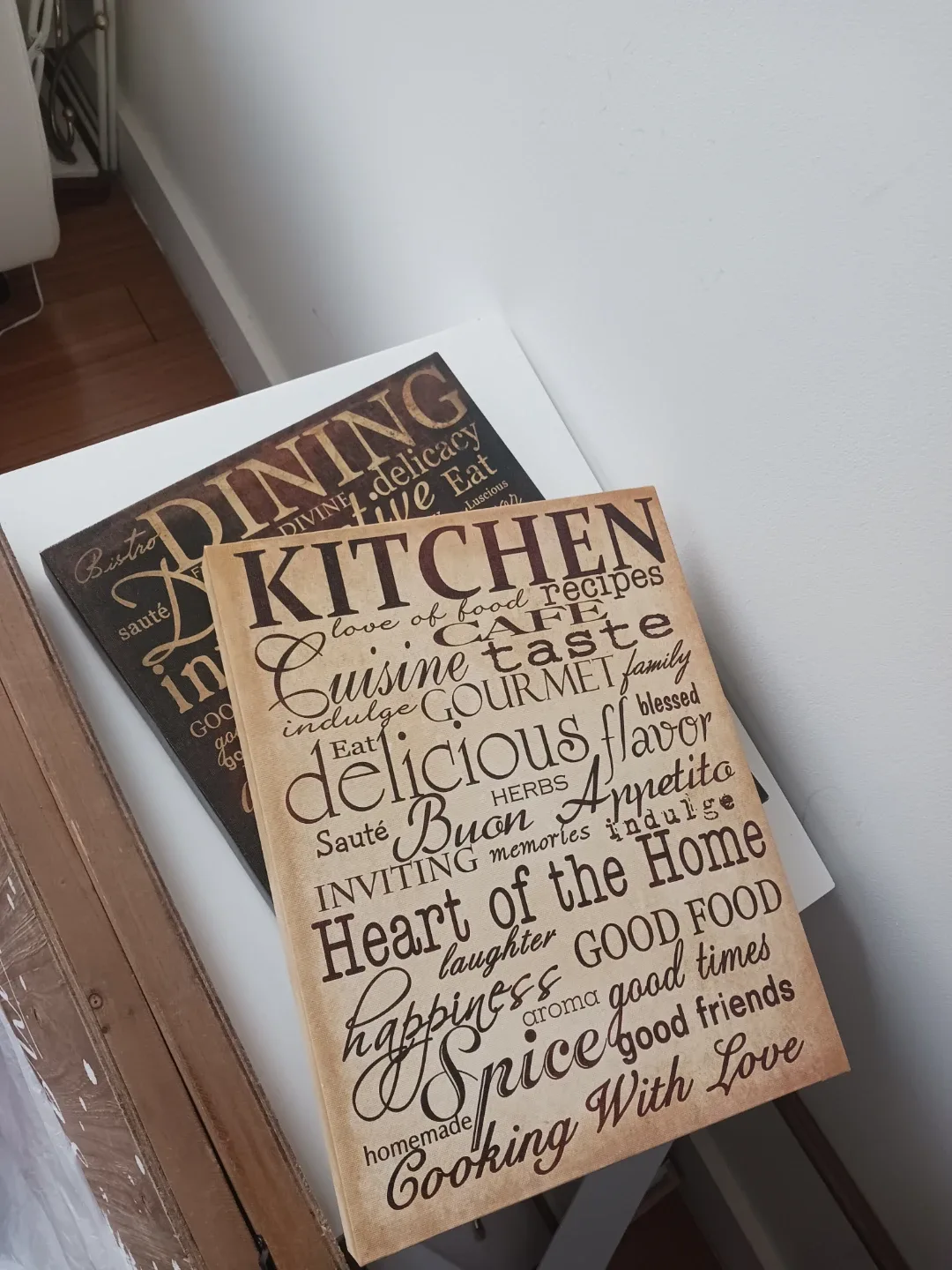 Set of 2 Kitchen & Dining Word Art Wall Decor – Rustic image indicator(3)