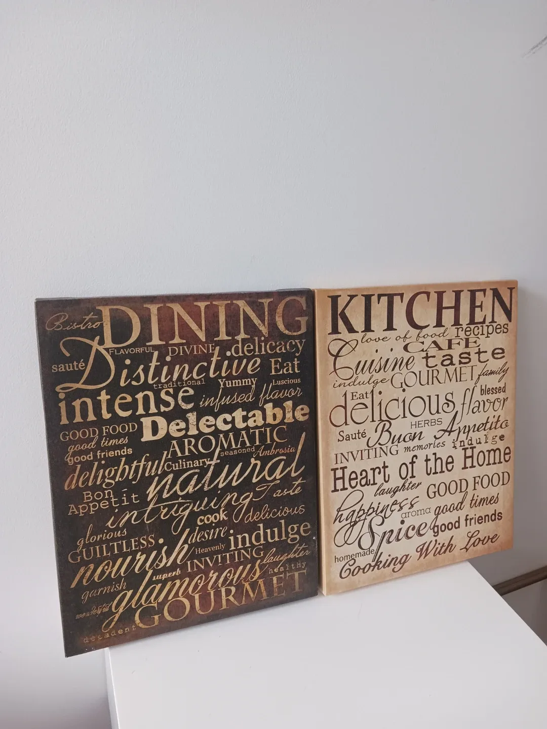 Set of 2 Kitchen & Dining Word Art Wall Decor – Rustic image indicator(7)