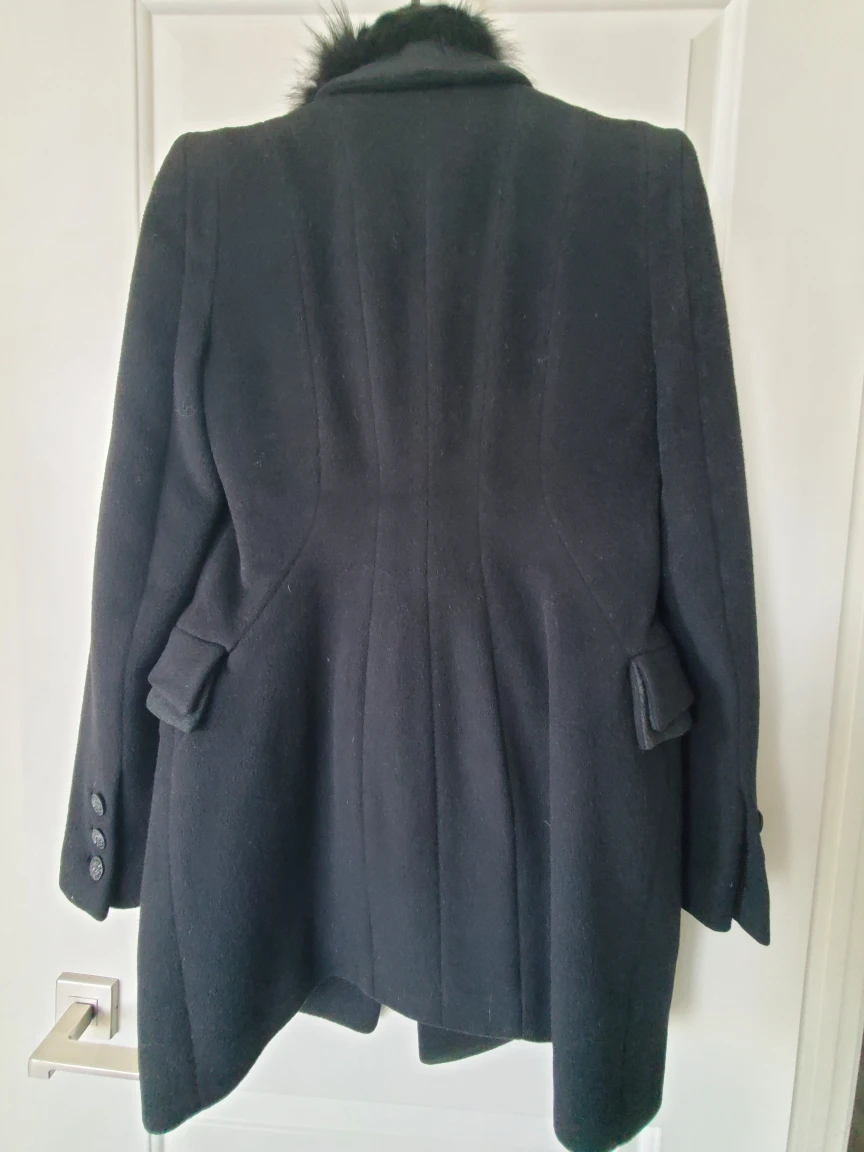 System Black Wool Coat with Fur Collar - photo 2