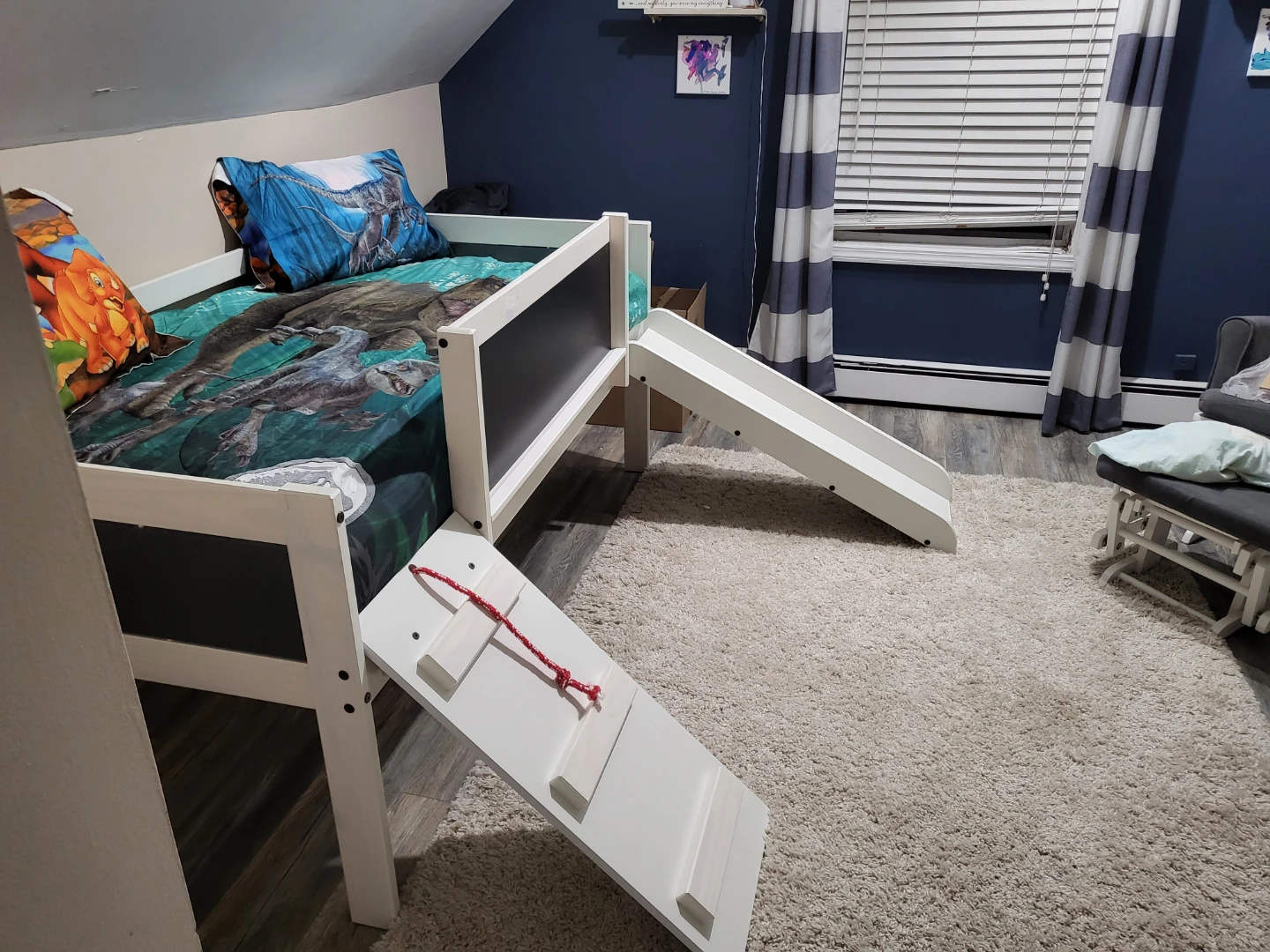 Kids White Loft Bed with Slide