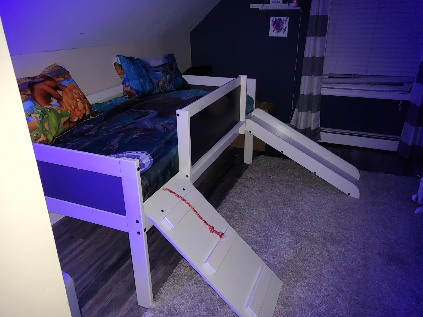 Kids White Loft Bed with Slide image indicator(2)