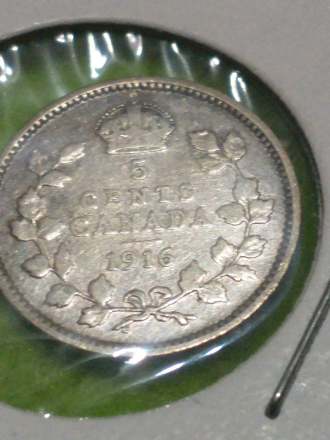 Gorgeous 1916 VF AU Canada George V .800 silver 5 cents KM #22a image indicator(2)