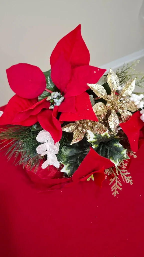 Pair of Artificial Poinsettia Floral Bouquets image indicator(2)