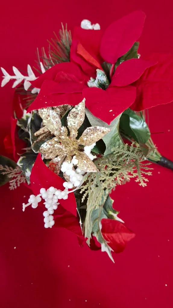 Pair of Artificial Poinsettia Floral Bouquets image indicator(3)