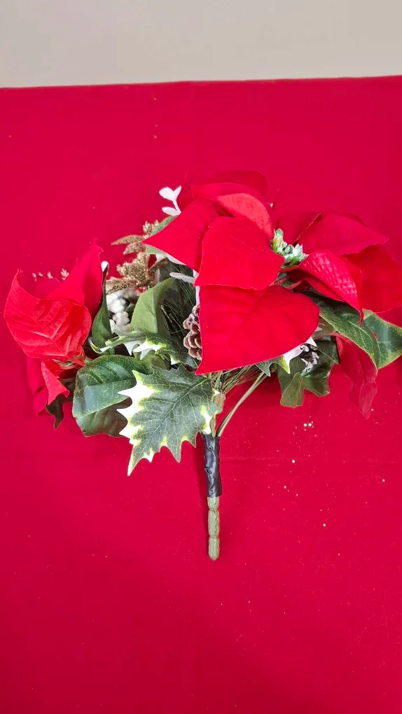 Pair of Artificial Poinsettia Floral Bouquets image indicator(5)