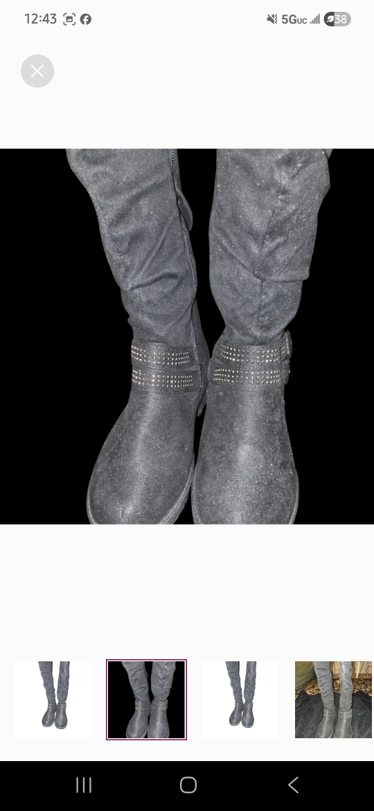 Black suade style long flat boots