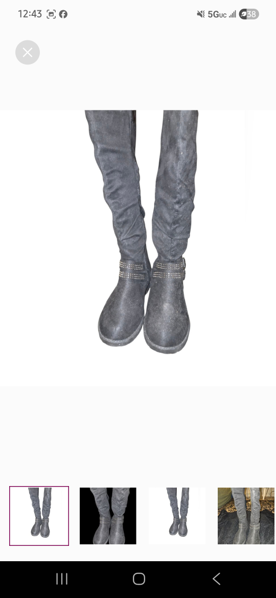 Black suade style long flat boots - photo 2