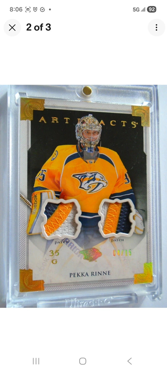 Pekka Rinne Artifacts/Gold Game Worn Hockey Card - photo 2