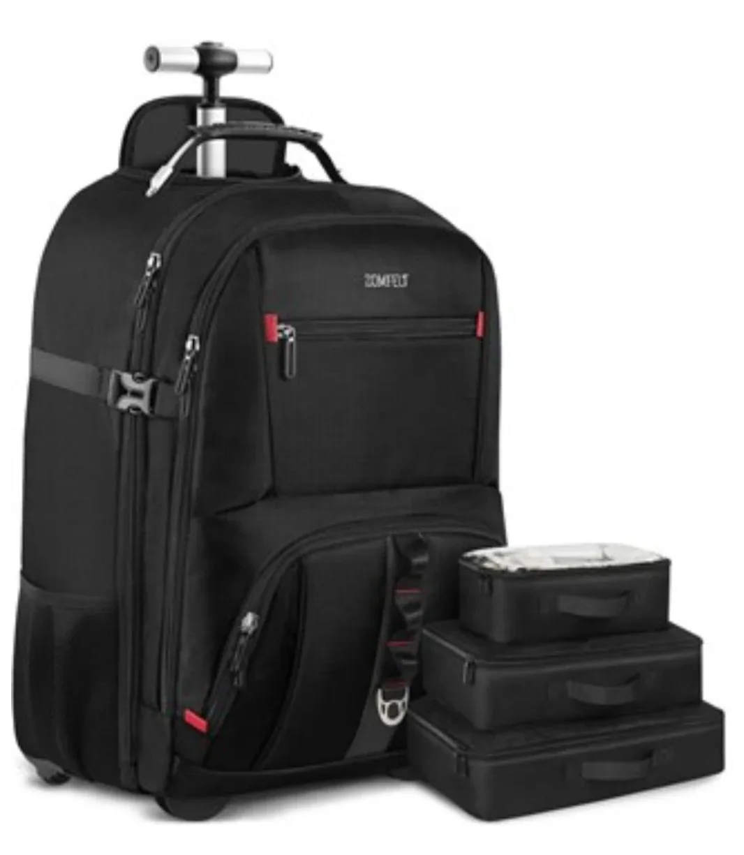 Zomfelt Rolling Backpack with Packing Cubes - Black