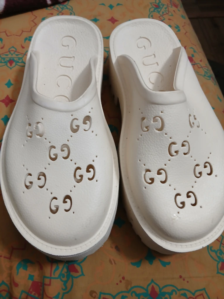 Gucci White Rubber Mules - Size 39