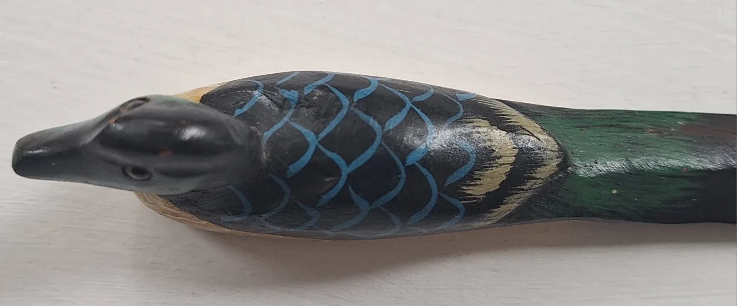 Bintage 1970s Hand Carved Wooden Duck Letter Opener image indicator(2)