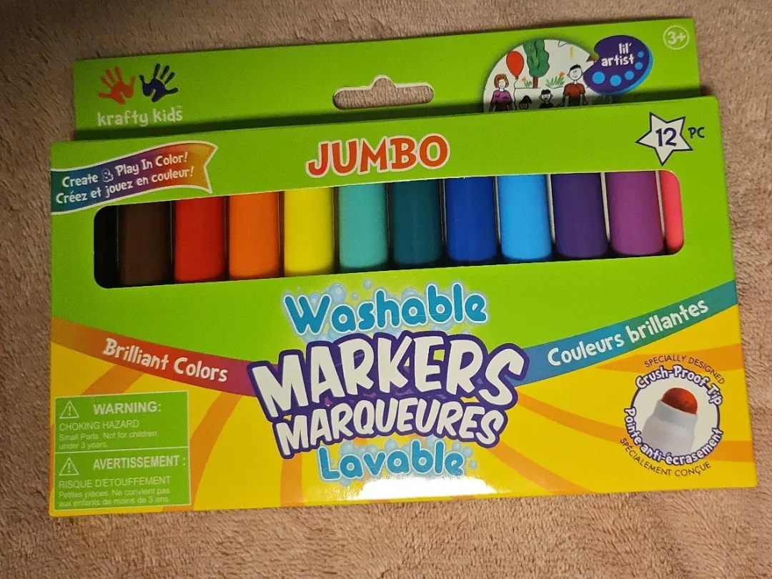 Krafty Kids Jumbo Washable Markers - 12 Pack