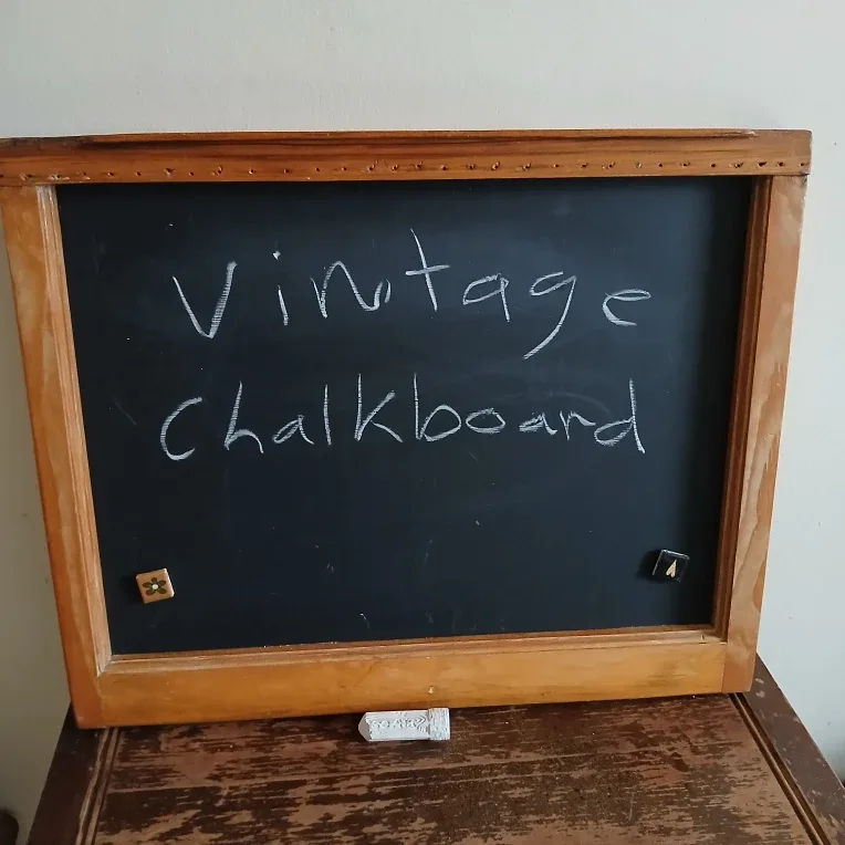 Vintage Metal Chalkboard with Wooden Frame