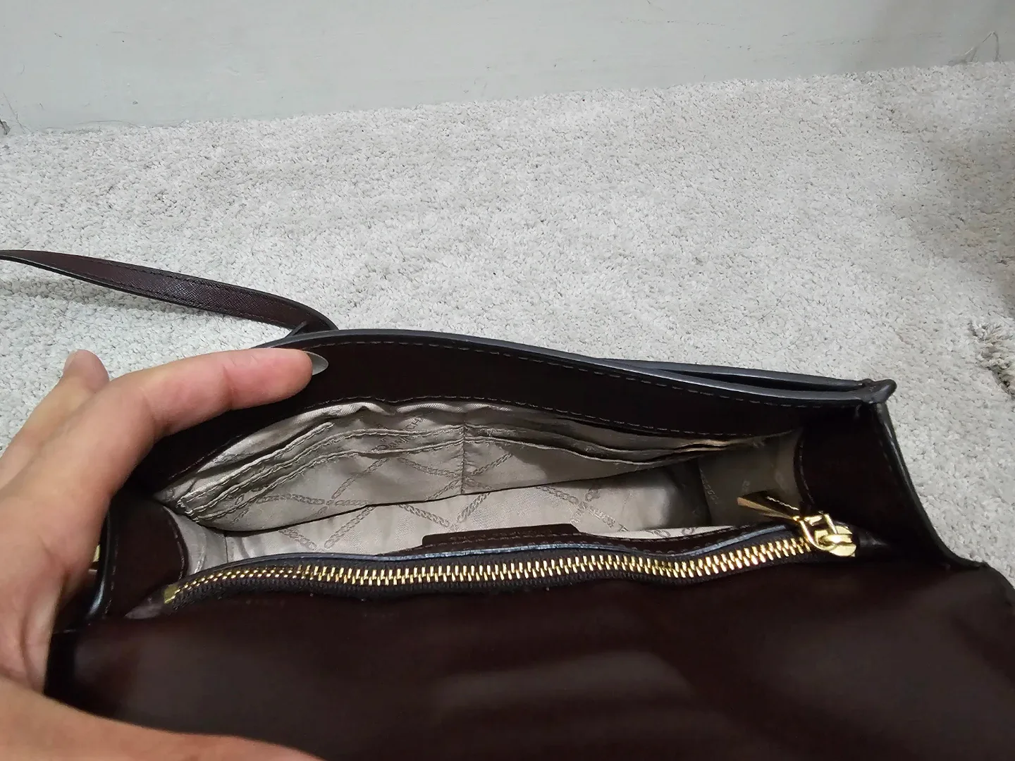 Authentic Michael Kors Brown Studded Crossbody Bag image indicator(6)