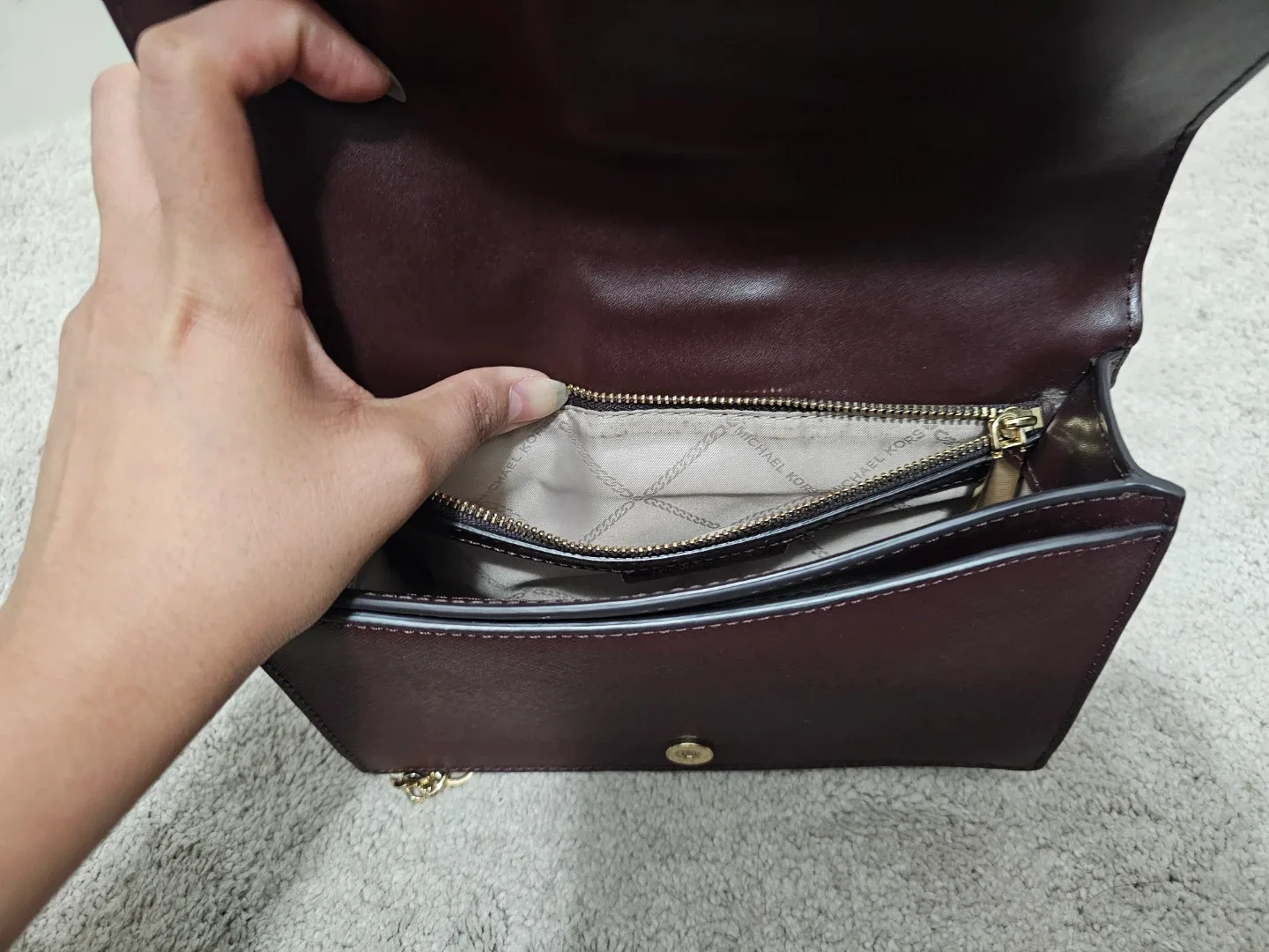 Authentic Michael Kors Brown Studded Crossbody Bag image indicator(7)