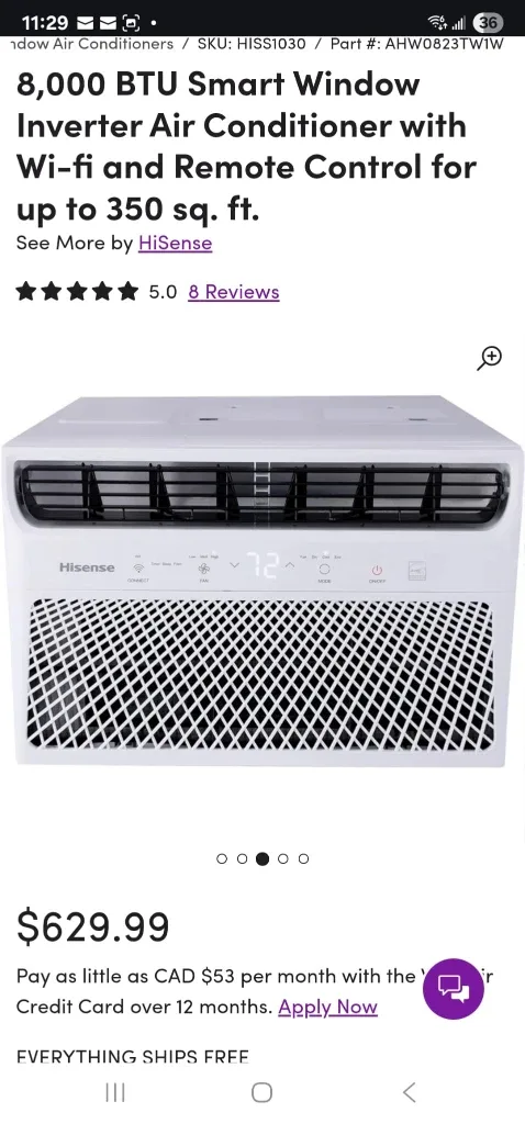 Hisense 8000 BTU Smart Window Air Conditioner - New image indicator(8)