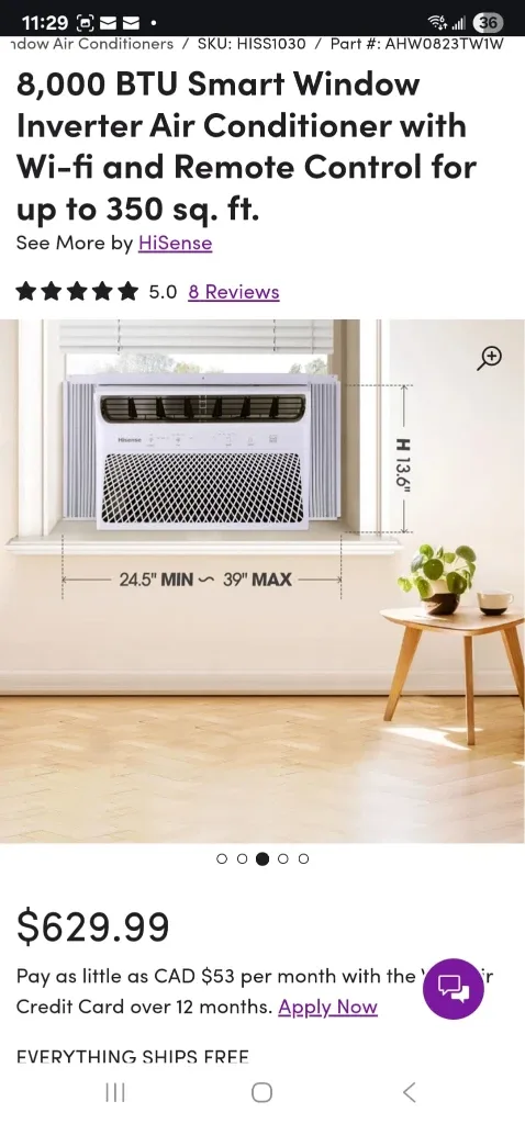 Hisense 8000 BTU Smart Window Air Conditioner - New image indicator(9)