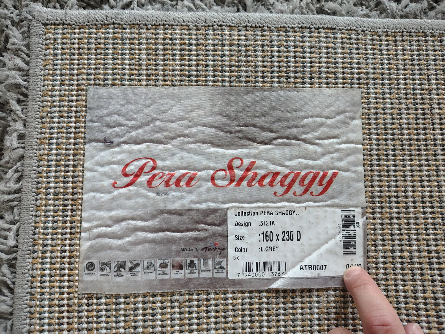 Pera Shaggy Grey Area Rug - 160cm x 230 cm - photo 2