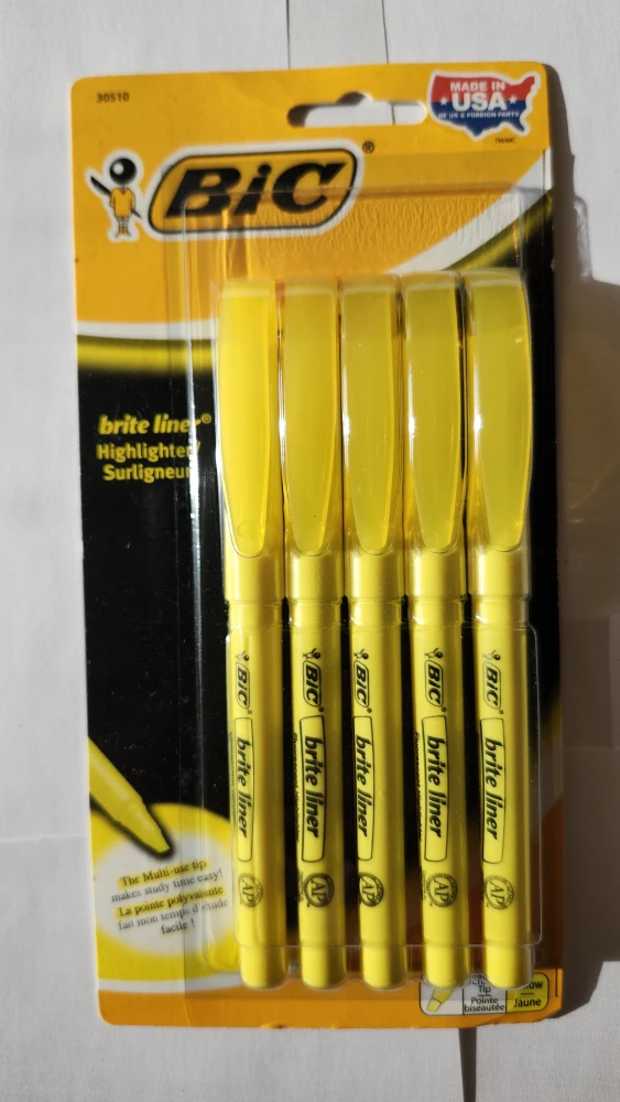 BIC Brite Liner Highlighters - Yellow, Pack of 5