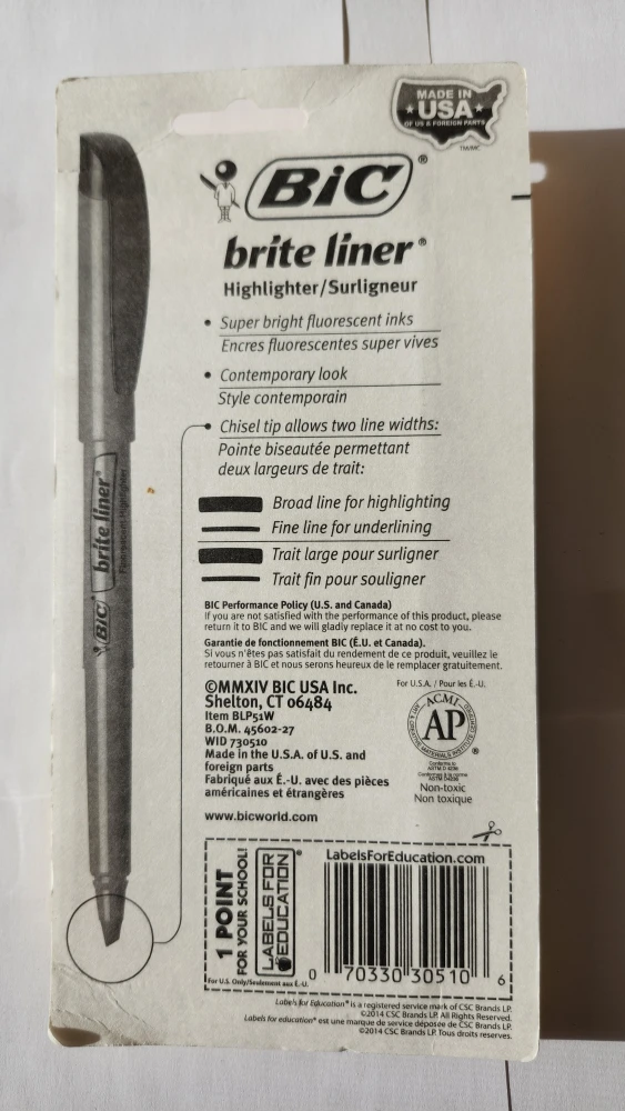 BIC Brite Liner Highlighters - Yellow, Pack of 5 - photo 2