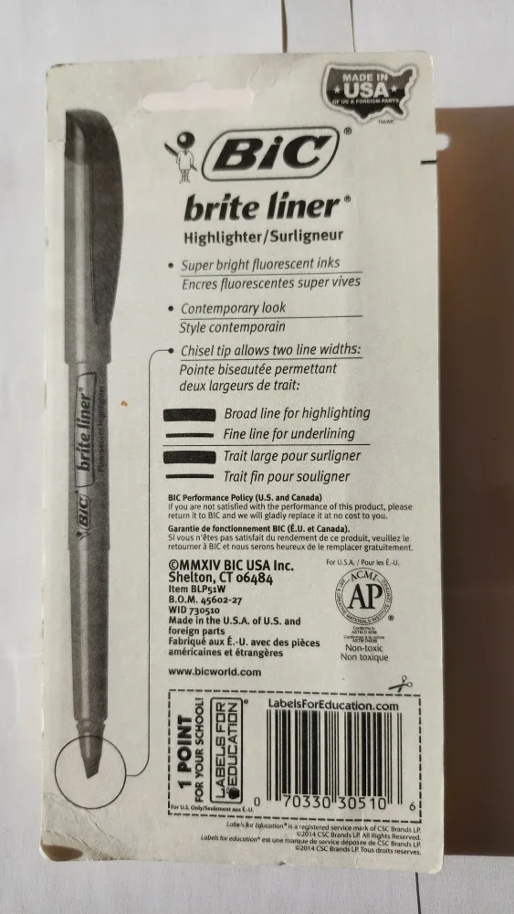 BIC Brite Liner Highlighters - Yellow, Pack of 5 image indicator(2)