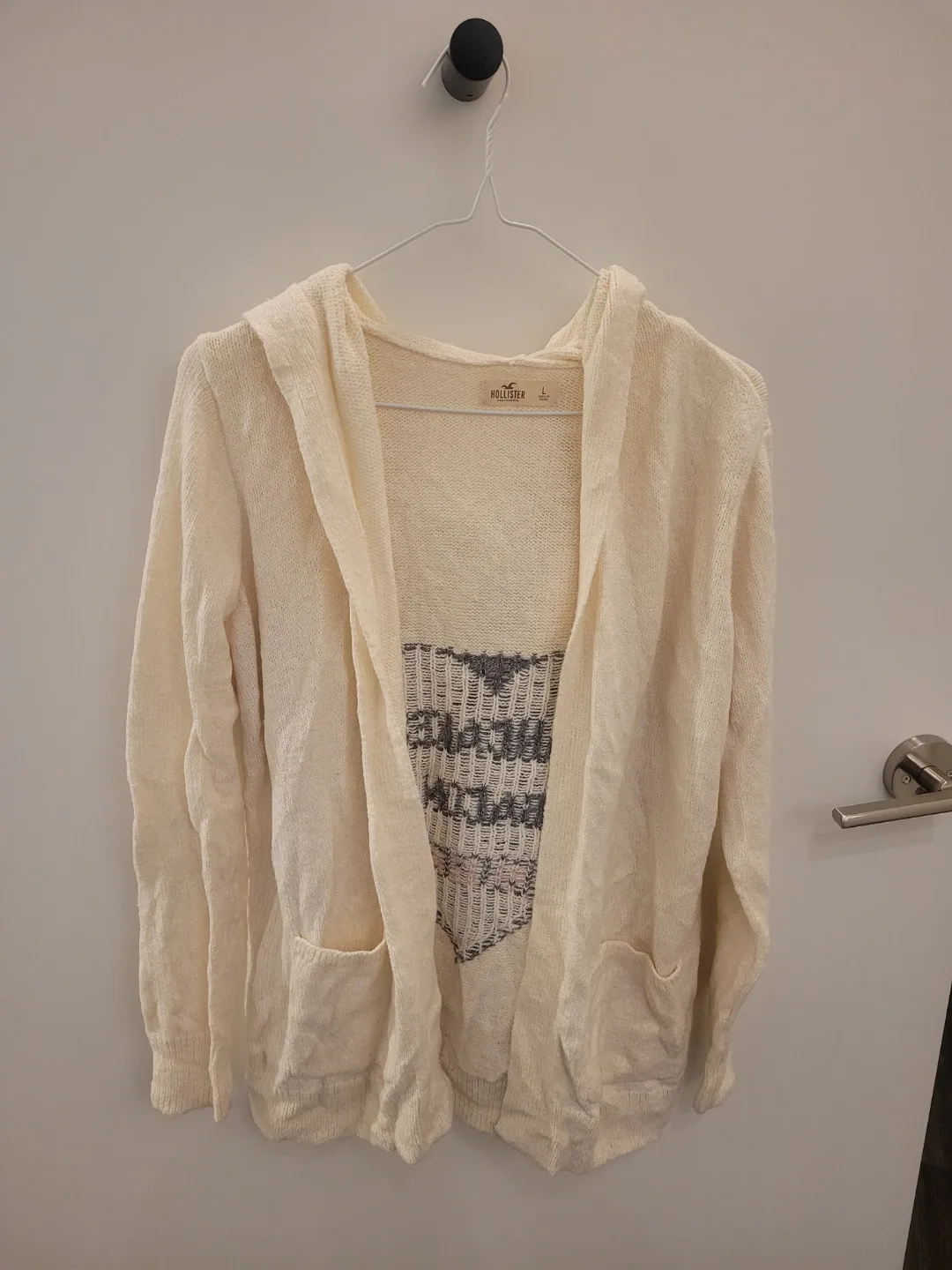 Hollister Cream Knit Hoodie