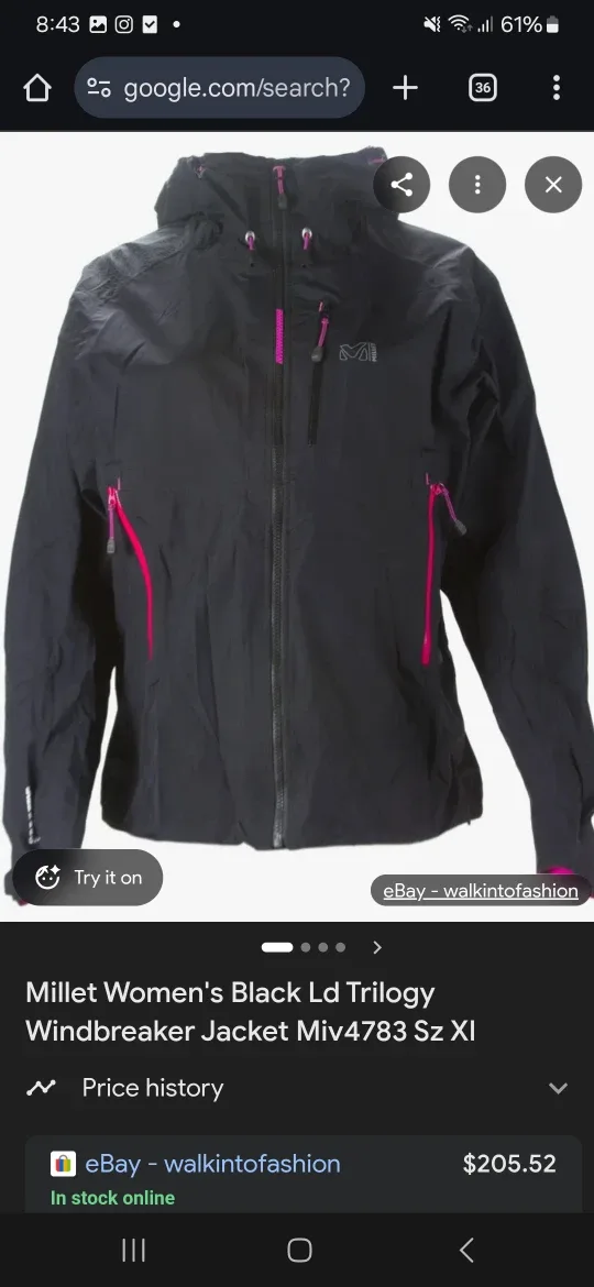 Millet Women's Black Windbreaker Jacket Size L image indicator(2)