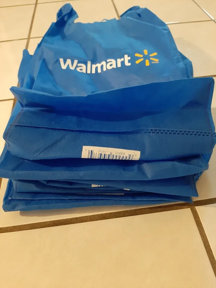 6 Walmart Reusable Shopping Bags - Blue