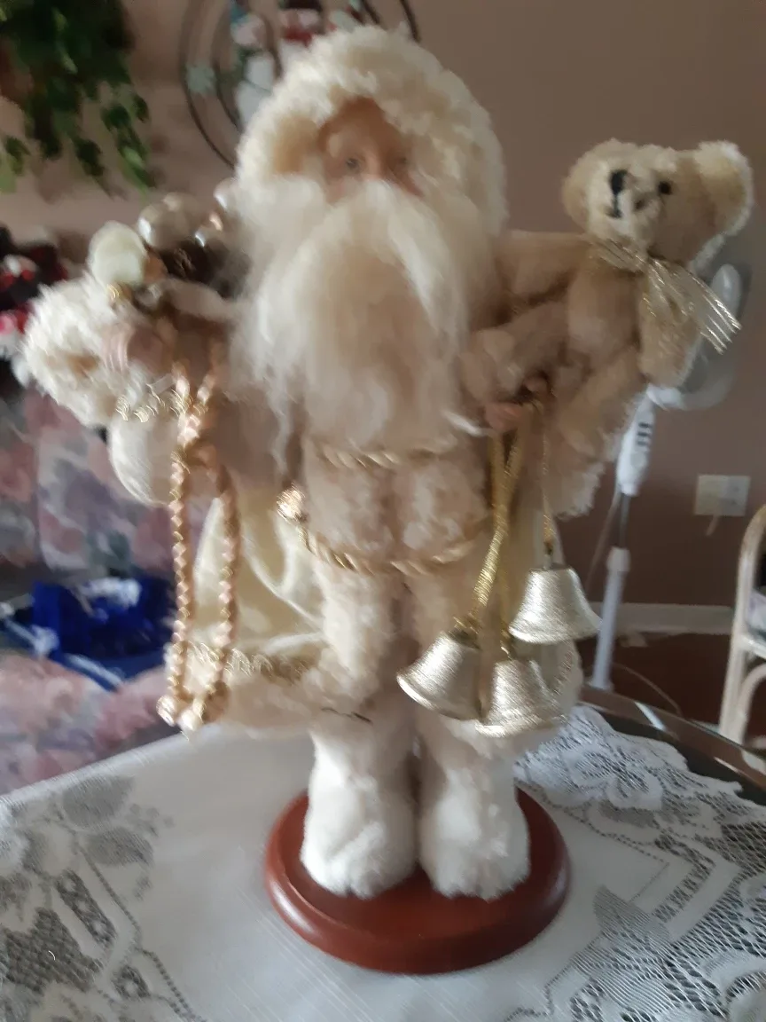 Santa Claus Figurine with Teddy Bear
